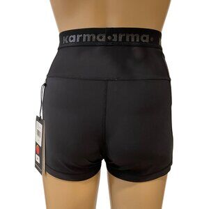 Karma Athletics Womens Ali Black High-Waist Fitness Shorts XS